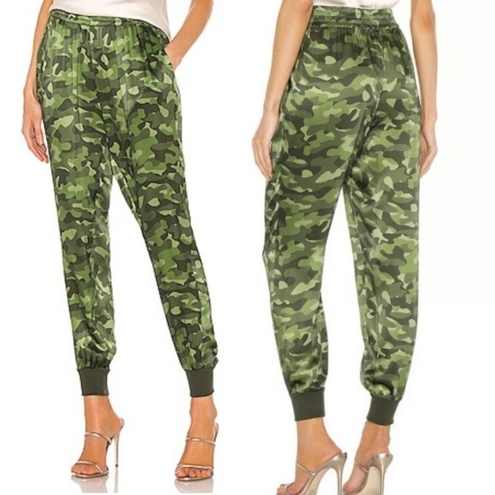 CAMI NYC the Sadie Silk Joggers in Forest Camo size S NWT